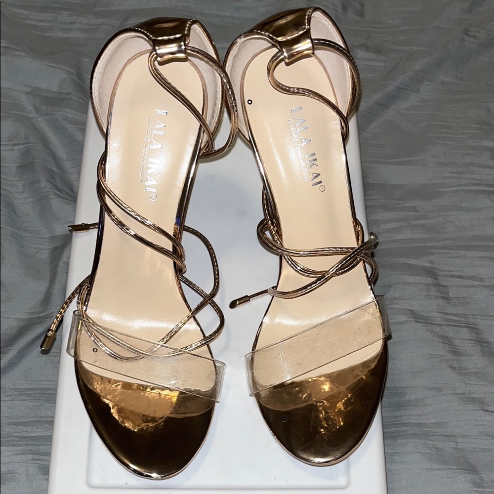 Elegant Gold Strappy Heels